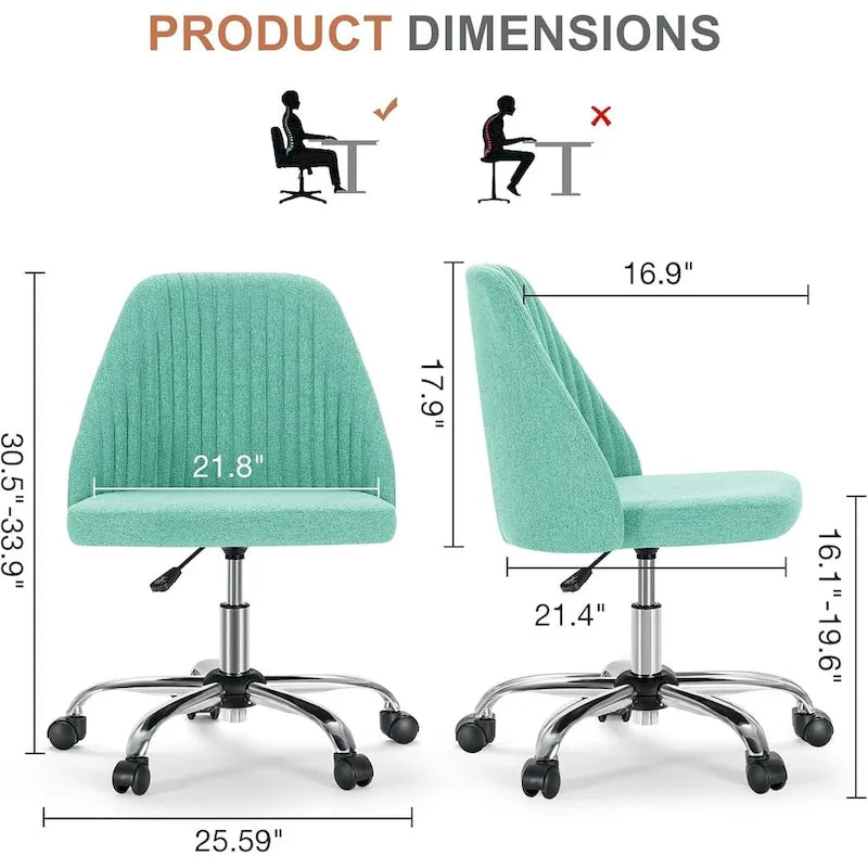 Silla giratoria de trabajo sin brazos, azul / gris oscuro, para 1 persona