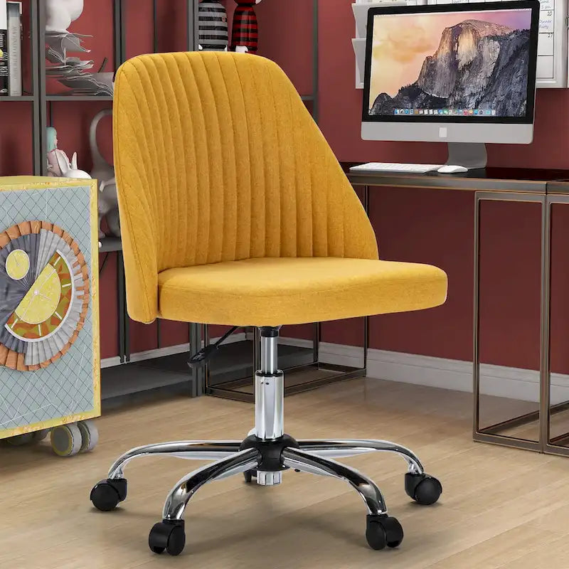 Silla giratoria de trabajo sin brazos, azul / gris oscuro, para 1 persona
