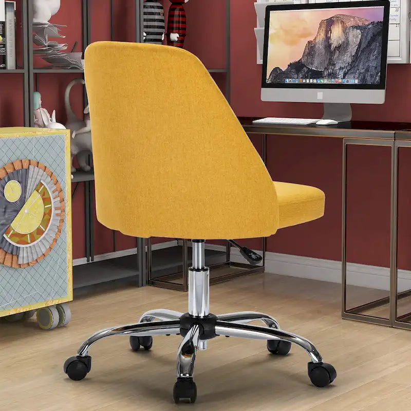 Silla giratoria de trabajo sin brazos, azul / gris oscuro, para 1 persona