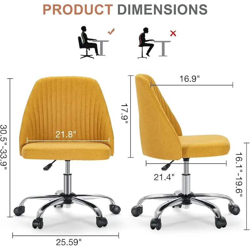 Silla giratoria de trabajo sin brazos, azul / gris oscuro, para 1 persona