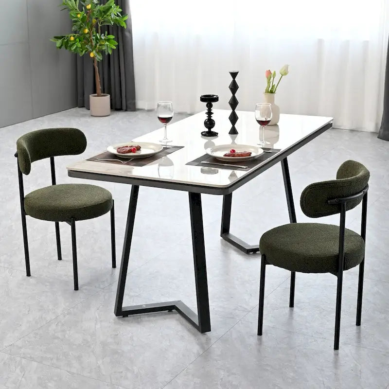 Sillas de comedor tapizadas verdes/marrones, estilo de mediados de siglo, juego de 2
