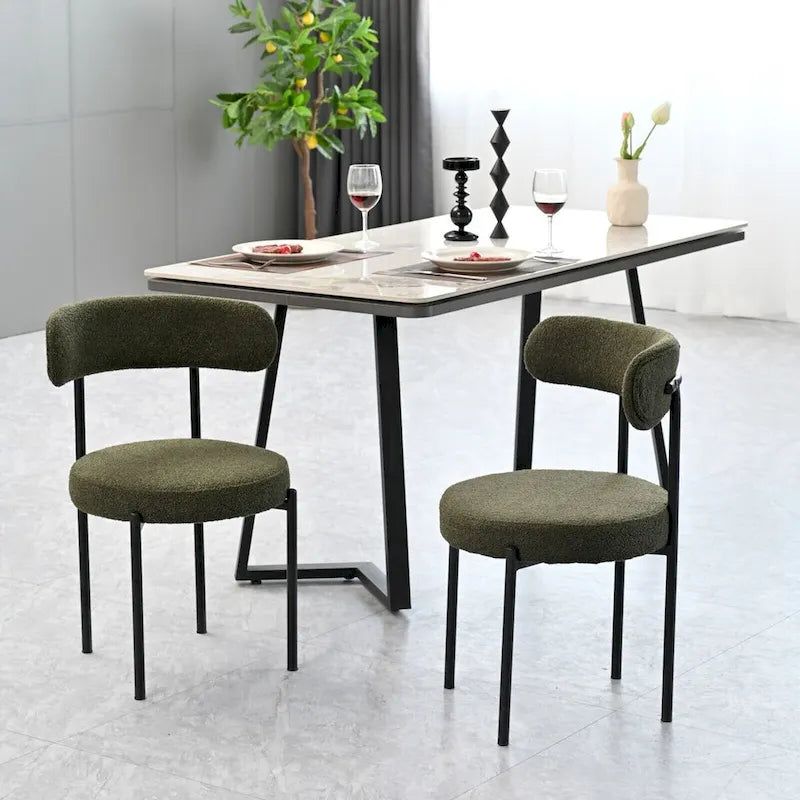 Sillas de comedor tapizadas verdes/marrones, estilo de mediados de siglo, juego de 2