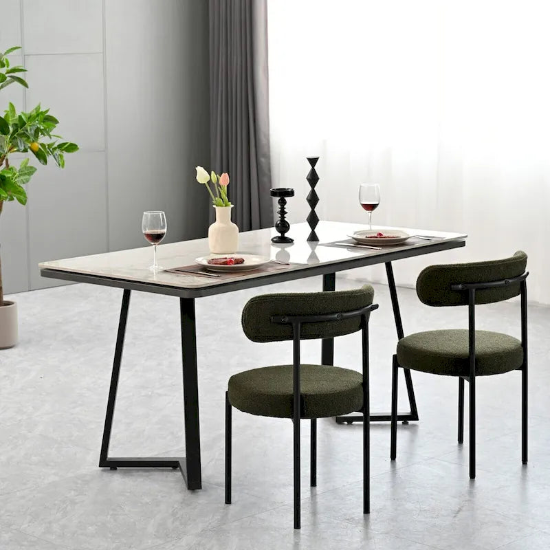 Sillas de comedor tapizadas verdes/marrones, estilo de mediados de siglo, juego de 2