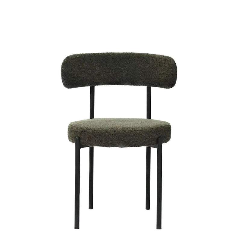 Sillas de comedor tapizadas verdes/marrones, estilo de mediados de siglo, juego de 2