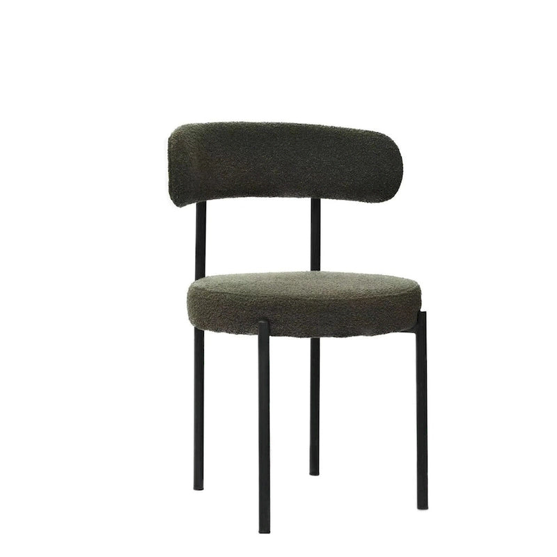 Sillas de comedor tapizadas verdes/marrones, estilo de mediados de siglo, juego de 2
