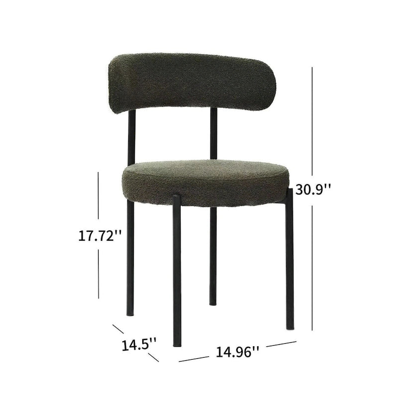 Sillas de comedor tapizadas verdes/marrones, estilo de mediados de siglo, juego de 2