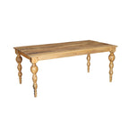 Mesa de comedor rectangular de madera maciza natural, 6 plazas