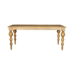Mesa de comedor rectangular de madera maciza natural, 6 plazas