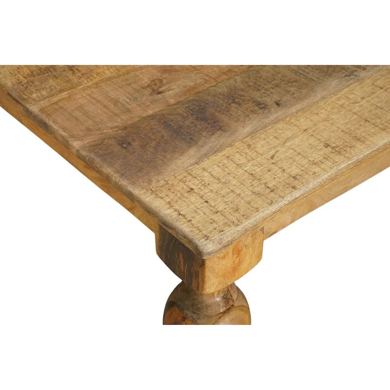 Mesa de comedor rectangular de madera maciza natural, 6 plazas