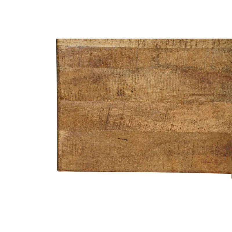 Mesa de comedor rectangular de madera maciza natural, 6 plazas