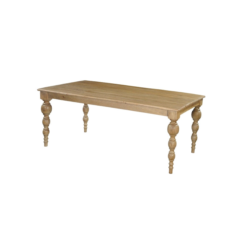 Mesa de comedor rectangular de madera maciza natural, 6 plazas
