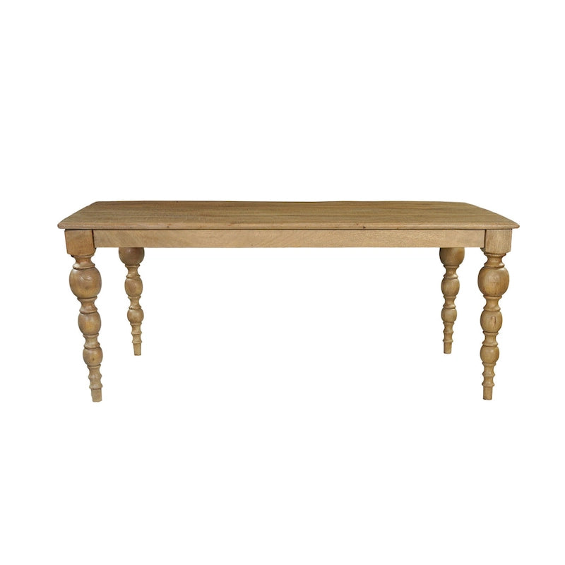 Mesa de comedor rectangular de madera maciza natural, 6 plazas