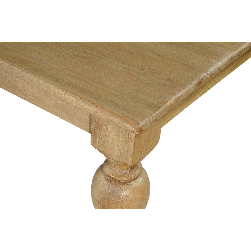 Mesa de comedor rectangular de madera maciza natural, 6 plazas