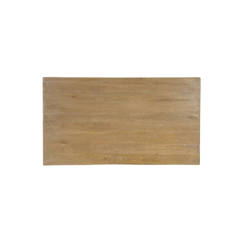 Mesa de comedor rectangular de madera maciza natural, 6 plazas