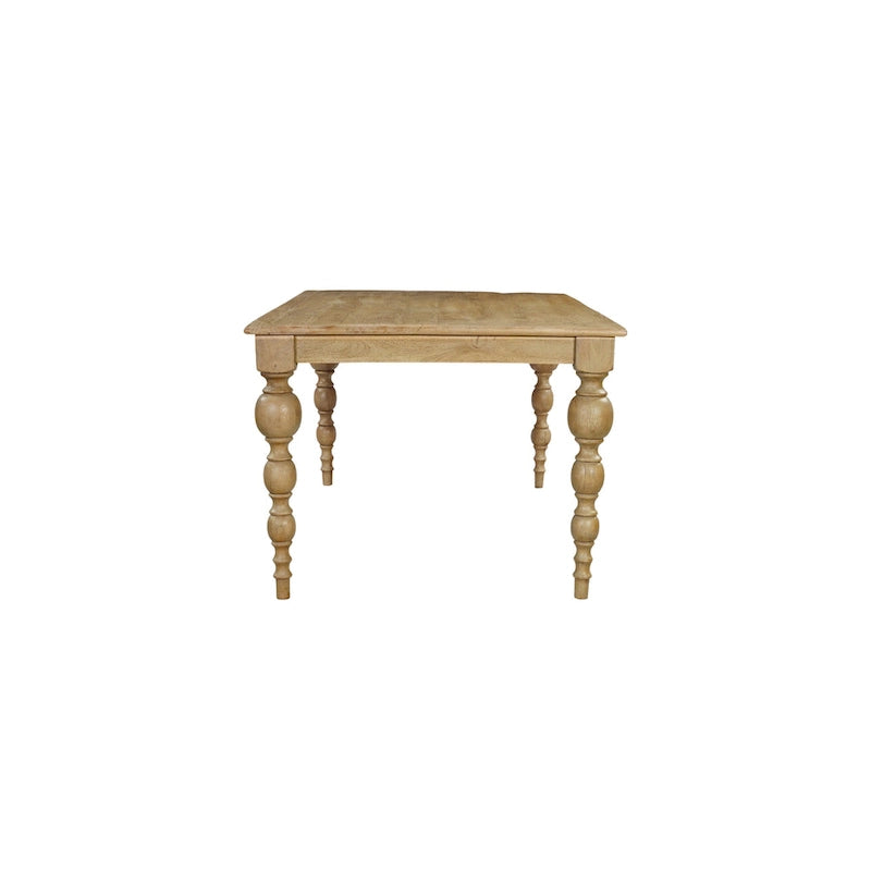 Mesa de comedor rectangular de madera maciza natural, 6 plazas