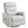 Sillón reclinable eléctrico giratorio de piel sintética beige/gris/marrón con puerto USB – 1 persona