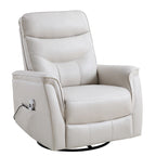Sillón reclinable eléctrico giratorio de piel sintética beige/gris/marrón con puerto USB – 1 persona