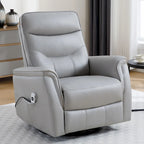 Sillón reclinable eléctrico giratorio de piel sintética beige/gris/marrón con puerto USB – 1 persona