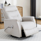 Sillón reclinable eléctrico giratorio de piel sintética beige/gris/marrón con puerto USB – 1 persona