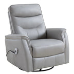 Sillón reclinable eléctrico giratorio de piel sintética beige/gris/marrón con puerto USB – 1 persona