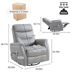 Sillón reclinable eléctrico giratorio de piel sintética beige/gris/marrón con puerto USB – 1 persona