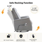 Sillón reclinable eléctrico giratorio de piel sintética beige/gris/marrón con puerto USB – 1 persona