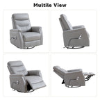 Sillón reclinable eléctrico giratorio de piel sintética beige/gris/marrón con puerto USB – 1 persona