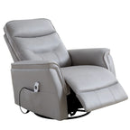 Sillón reclinable eléctrico giratorio de piel sintética beige/gris/marrón con puerto USB – 1 persona