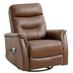 Sillón reclinable eléctrico giratorio de piel sintética beige/gris/marrón con puerto USB – 1 persona
