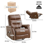 Sillón reclinable eléctrico giratorio de piel sintética beige/gris/marrón con puerto USB – 1 persona