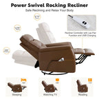 Sillón reclinable eléctrico giratorio de piel sintética beige/gris/marrón con puerto USB – 1 persona