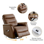 Sillón reclinable eléctrico giratorio de piel sintética beige/gris/marrón con puerto USB – 1 persona