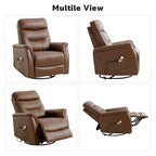 Sillón reclinable eléctrico giratorio de piel sintética beige/gris/marrón con puerto USB – 1 persona