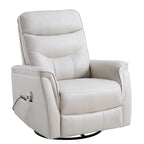 Sillón reclinable eléctrico giratorio de piel sintética beige/gris/marrón con puerto USB – 1 persona