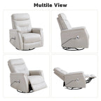 Sillón reclinable eléctrico giratorio de piel sintética beige/gris/marrón con puerto USB – 1 persona