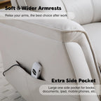 Sillón reclinable eléctrico giratorio de piel sintética beige/gris/marrón con puerto USB – 1 persona