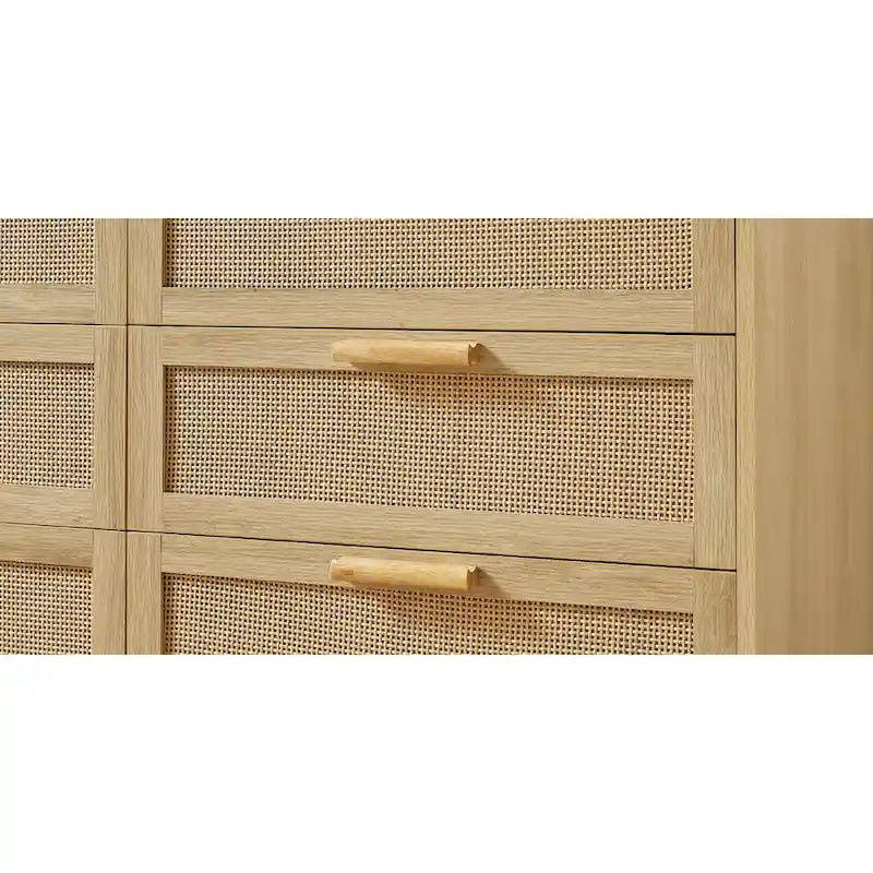 Cómoda de ratán natural, 6/8 cajones, requiere montaje entre 2 personas